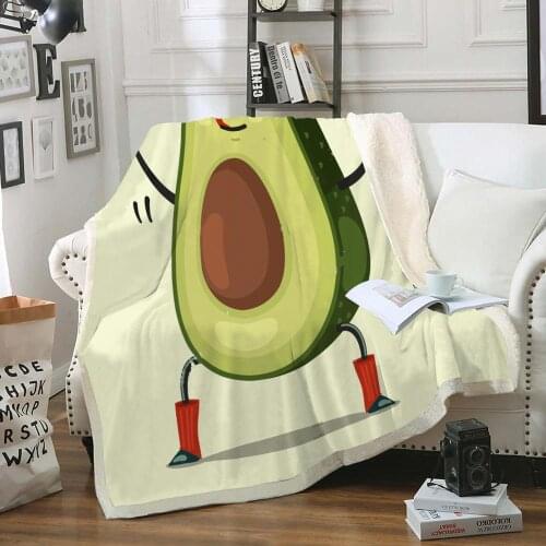 Cartoon Avocado Blanket Fruits Throw Blanket Kids Boy Girls Sherpa Fleece Blanket Flannel Blanket Soft Bed Blanket Sofa Blanket