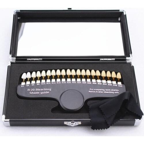 20 Colors Teeth Whitening set 3D Shade Guide Color Comparator Mirror Dentistry Cold Light Teeth White Bleaching Dental Plate
