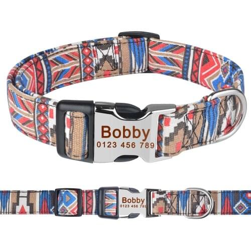AiruiDog Personalized Dog Collar Free Engraved Small Medium Name Puppy Polyester Collars
