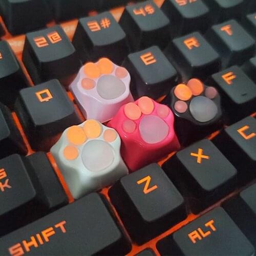 Aluminum Alloy Peripherals Personalized Mechanical Keyboard Keycaps Translucent Customized 3D Cute Cat Claw Keycaps Ikbc Keycaps