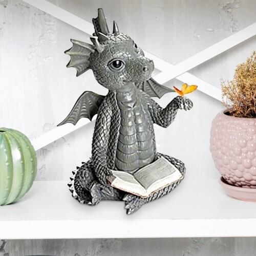 Personalized Garden Statue Balcony Cute Dragon Decoration Solar Furnishings Ornament Led Butterfly Lamp Home Decor Sculptures