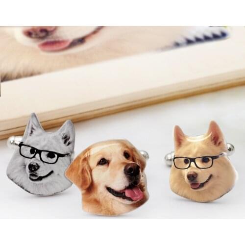 Personalized Pet Cufflinks, Custom Dog Portrait Cuff Links, Dog Photo Cufflinks, Dog Picture Memorial Keepsake, Birthday Gift