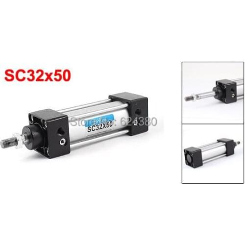 SC32x50 32mm 1.26" Bore 50mm 2" Stroke Single Rod Double Action Aluminium Alloy Pneumatic Air Cylinder