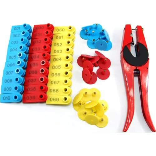 Ear Tags for Sheep Farm Animal Livestock Supplies ID Label Numbered Earing 100pcs with 1Pcs Pliers Applicator Copper Head