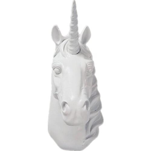 Vintage Unicorn Wall Decoration Animal Head Art Sculpture Statue Hanging Sticker Resin Crafts Home Decor Accessories Living Room