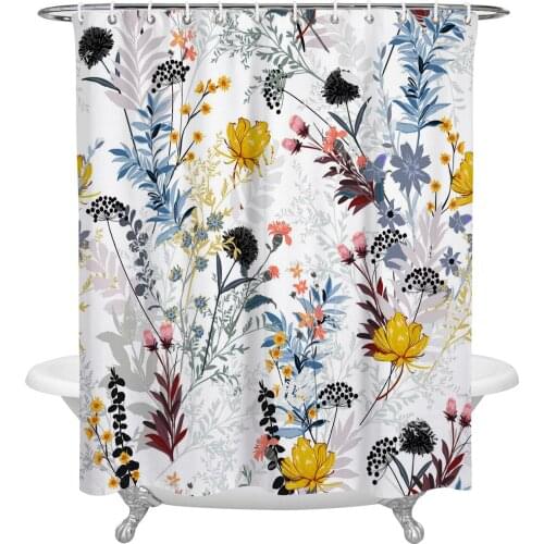 Flower Plant Dandelion Leaves Shower Curtain Polyester Fabric Waterproof Shower Curtains Modern Bathroom Curtain