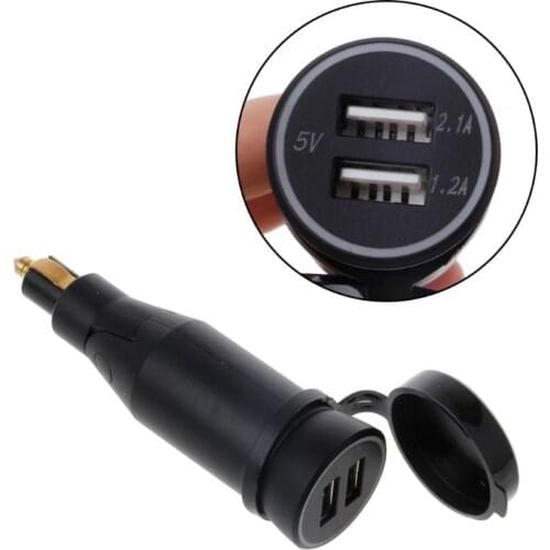 DIN3.1A Motorcycle Waterproof Power Adapter Dual USB Charger With Cigarette Lighter For BMW Hella DIN Motor