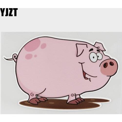 YJZT 15.8CM×10.2CM Cute Pink Piggy High Quality PVC Decal Car Sticker 11C-0160