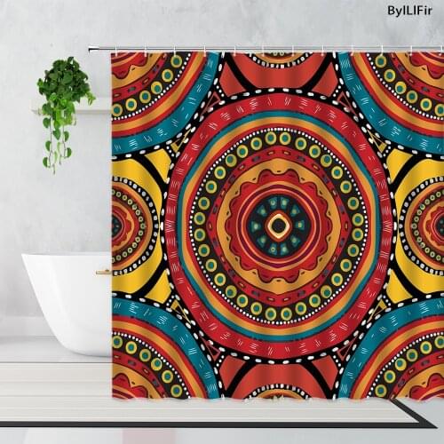 Bohemian Geometric Floral Shower Curtains Mandala Flower Fabric Printing Home Decor Bathroom Bath Curtain Polyester With Hooks