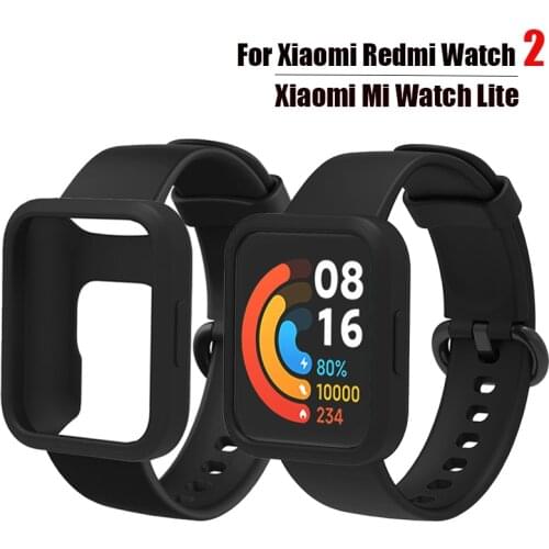 2 Pack Bands Replacement for Xiaomi Mi Watch Lite Smartwatch strap Soft Silicone Protector Case and screen protector Accessories