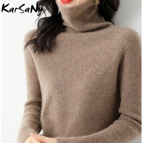 Winter Turtle Neck Cashmere Sweater Women 2021 Warm Thick Wool Sweater Slim Turtleneck Knit Tops Cashmere Sweaters For Women