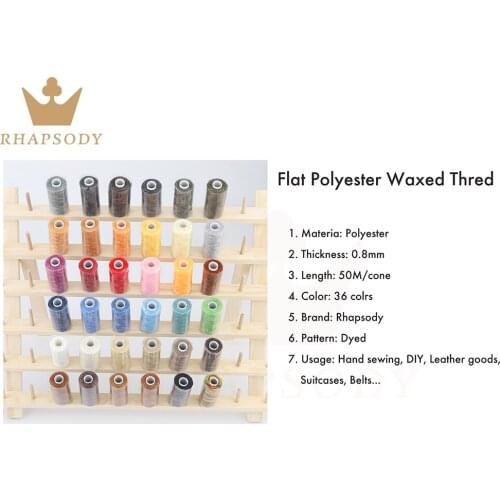 0.8MM 50M Poly Leather Waxed Thread Cord DIY Hand Polyester Stitching Thread 36 Color Multicolor For DIY Handicraft Sewing Tools