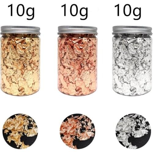 10g Gold Foil Baking Decoration Imitaition Gold Flake Siver Leaf Nail Beauty Rose Gold Gilding DIY Art Craft