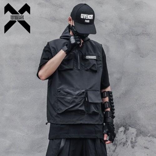 11 B11 BYBBS DARK Hooded Cargo Vest Men 2021Autumn Summer Functional Coat Sleeveless Jacket Casual Men Vest Coat Techwear WB194