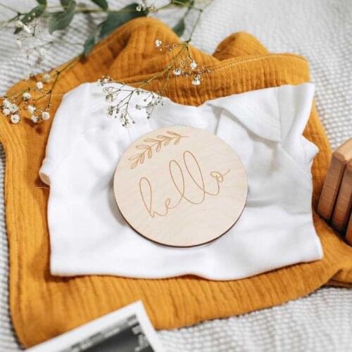 2pcs hello wood sign New Baby Birth Announcement Keepsake newborn Photo Prop Wooden New Baby Gift