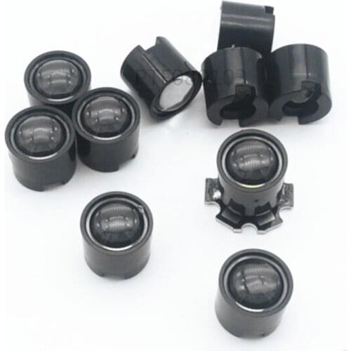 20pcs Black White 10 Degree LED LENS Reflector Collimator 14.5mm For 1W 3W 5W High Power Star LED Light