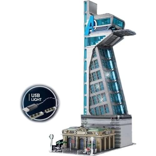 5883Pcs Creative Hero Tower Base LED Lights Assemble Buidling Blocks Bricks Model Sets Kids Educational DIY Toys Birthday Gifts