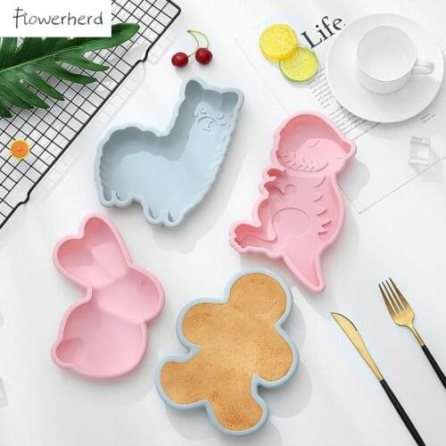 Alpaca Gingerbread Dinosaur Rabbit Baking Silicone Mold Shape Handmade Cake Pan Mould DIY Bakeware Cupcake Decoration Crystal