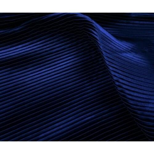 2 meters 150cm 59.05" width navy fine stripe crumple accordion pleated faux silk satin fabric for dress skirt MM27