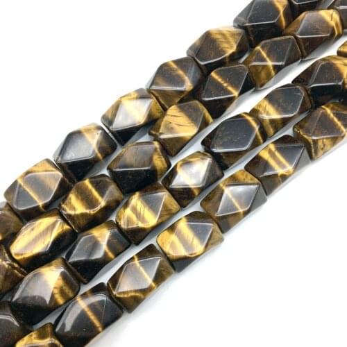 Beadztalk 10pcs a Bag Natural Stone Bead Cube Faceted Cut Nugget 13x18 mm Tiger Eye Bead DIY Jewelry Good Quality Rare Bead