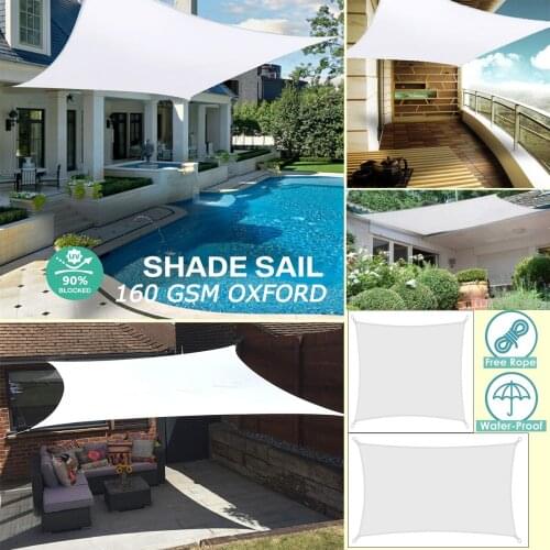 White Waterproof Polyester Square Rectangle Shade Sail garden terrace Canopy swimming Sun shade Camping Yard sail awning