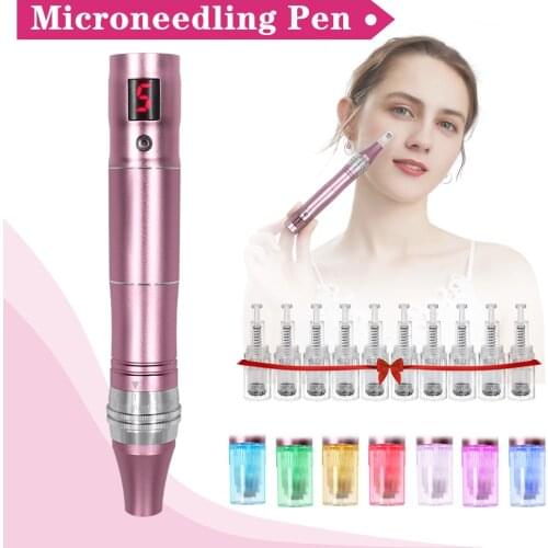 Professional 7 Color LED Wireless Microneedling Pen Electric Wireless Derma Auto Machine Best Skin Care Tool Kit Home Use Beauty