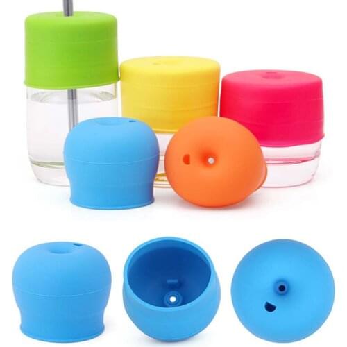 BPA Free Food Grade Leak Proof Silicone Sippy Lids for Cups Small Glass Drinking Straw Sippy Lids for Baby Cups