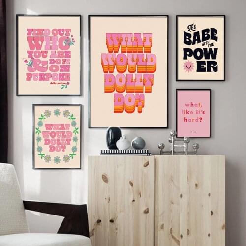 Would Dolly Do Colorful Inspiring Quotes Canvas Painting Wall Art Nordic Posters and Prints Wall Pictures for Living Room Decor