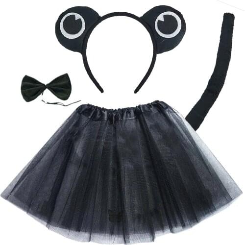 Cartoon Kids Children Black Tadpole Cosplay Headband Tutu Skirt Tie Tail Set Birthday Party Props Animal Costume Halloween Gift