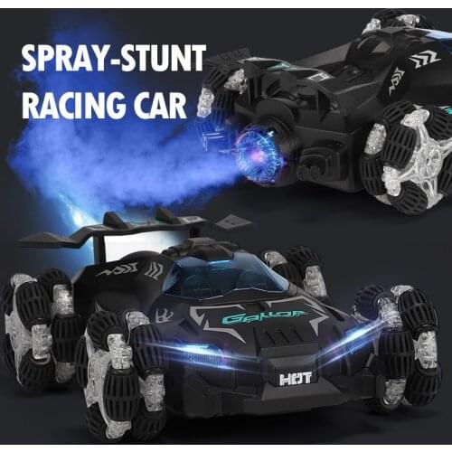 Drift spray racing car, high-speed music and light 2.4g remote control, childrens electric rechargeable toy rc car