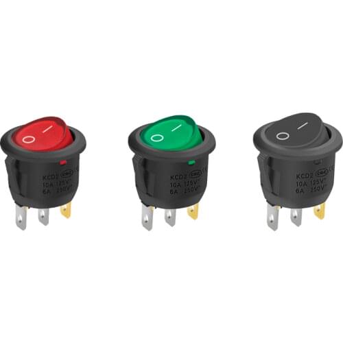 Red Black White 20mm Diameter ON/OFF Round Rocker Toggle Switch 6A/250VAC 10A 125VAC Plastic Push Button Switch