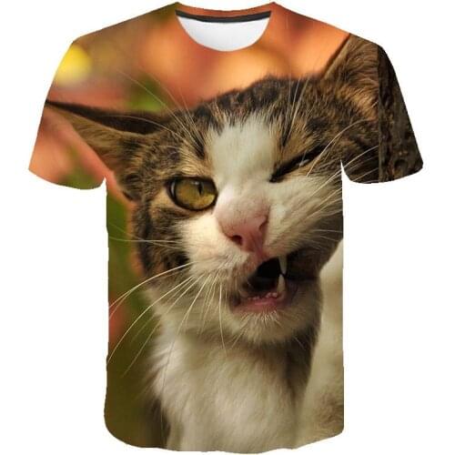 Summer 3D t shirt men Print Animal Men/Women 2020 Newst kitten Print Funny cat Short Sleeve plain t shirt 3D design Tshirt Male