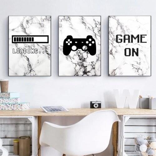 Marble Gaming Minimalist Art Canvas Painting And Poster Boys Room Decoration Video Game Wall Pictures Prints Playroom Wall Decor