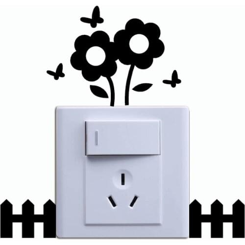Hua-2 Beautiful Flower Switch Sticker Natural Style Plant Vinyl Wall Sticker for Kids Room Home Wallpaper