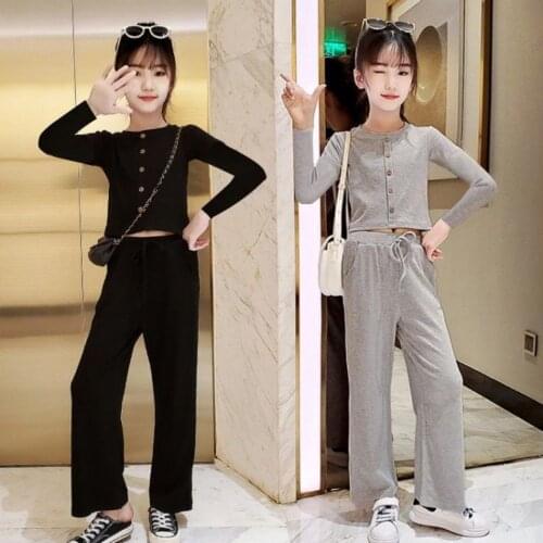 New 2020 Autumn Winter Girls Clothes Set Kids Long Sleeve Cardigan Shirts + Pants Clothing Suits Teen Children Fashion Sets W781