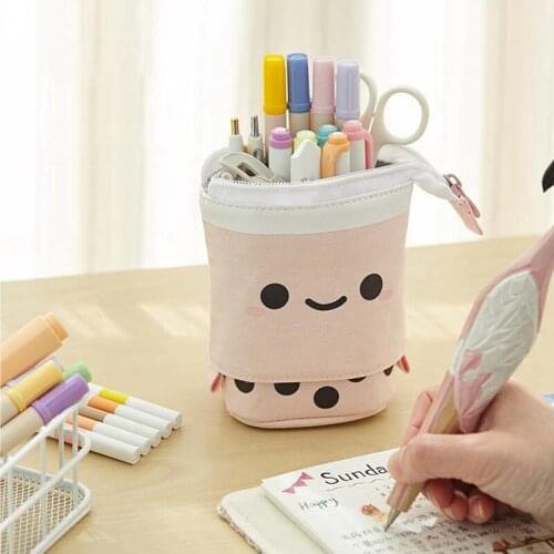 2021 Newly Lovely Creatives Pearl Milks Tea Shape Pencil Case Girl Powder Cosmetic Bag for Women Girl Pencil Cases