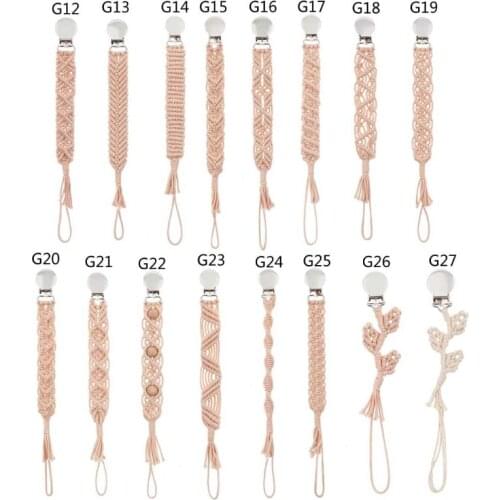 Pacifier Clips Cotton Teether Soother Chain Braided Dummy Clips for Baby Infant BX0D