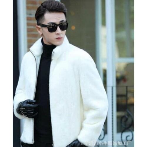 Autumn faux mink fur leather jacket mens white winter thicken warm fur leather coat men loose jackets jaqueta de couro B126
