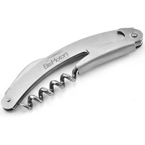 Custom Logo Engraved Promotional Gift Stainless Steel Wine Opener Personalized Waiters Corkscrew Bottle Opener with Knife 50pcs