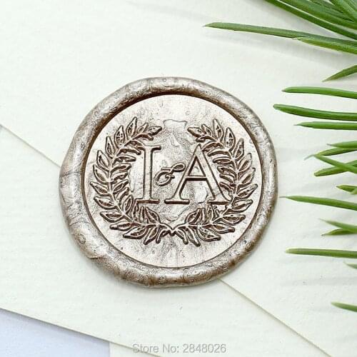 Custom Two initials Wax Seal Stamp,Wreath Wax Seal Stamp Kit,wedding invitation seals,wedding gift,personalised wood wax stamp