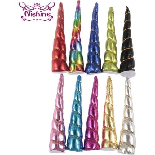 Nishine 1PCS Kids Glitter Unicorn Horns For Unicorn Party Accessories Children Hairband Headwear Girls Diy Hair Bands
