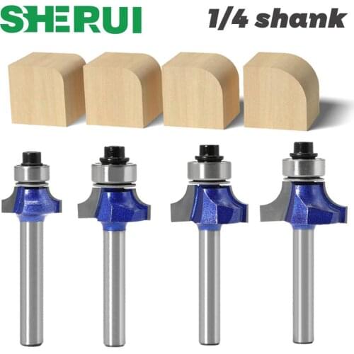 1/4 shank Corner Round Professional level Over Router Bit with Bearing Milling Cutter for Wood Woodworking Tool Tungsten Carbide
