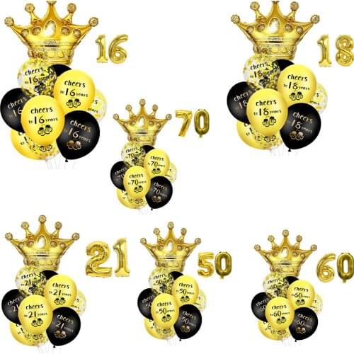 Crown cheers 16 18 21 30 40 50 60 years adult happy birthday Sequin balloon party decorations supplier
