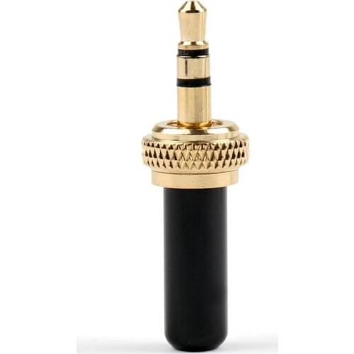 Areyourshop Special Mini 3.5mm Screw Lock Stereo Jack Plug Gold Plated For Sennheiser Black