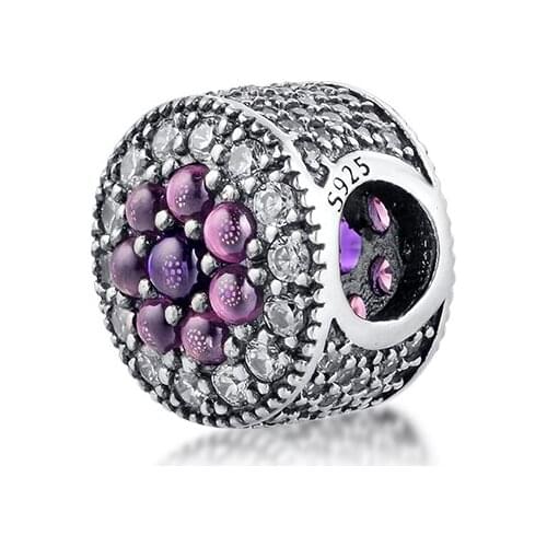Charms DIY fits for Bracelets 100% 925 Sterling-Silver-Jewelry Dazzling Floral Beads Free Shipping