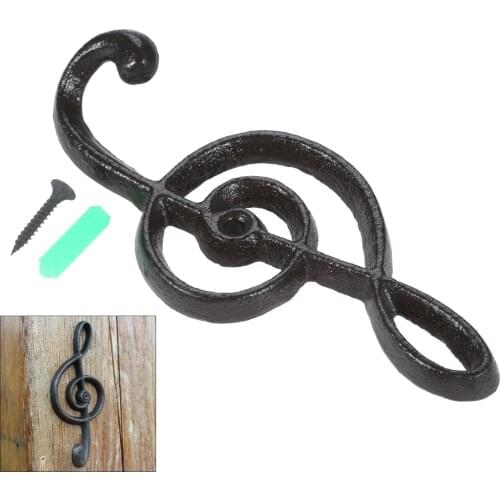 Music Note Shape Hook Iron Wall Hanger Unique Home Decor Vintage European style Kitchen Bathroom Coats/towel/Key/Hat 16x6.8cm