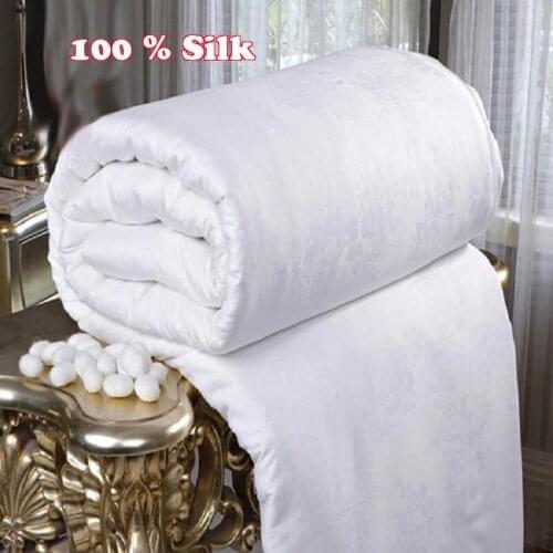 High Quality 100% Silk Filled Duvets Thick warm Winter Quilt/Comforters 100 % Cotton Cover King Queen Twin Full Size