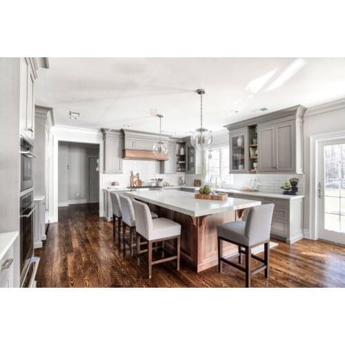 High End China Direct Factory Solid Wood Shaker Lacquer Gray Classic Modular Kitchen Cabinet Modern