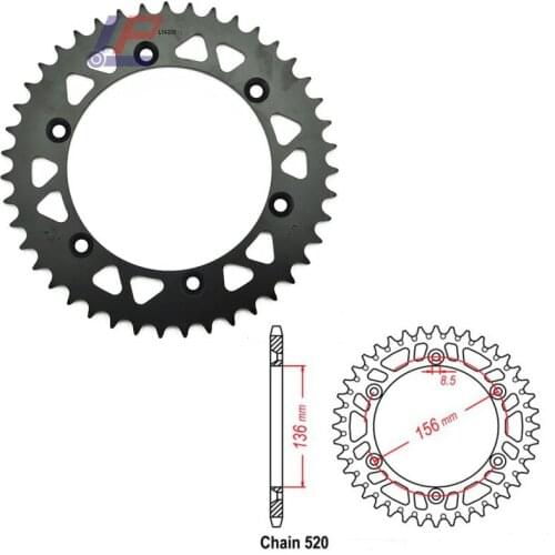 Motorcycle Rear Sprocket 520 38T 41T 42T 43T 44T 45T 46T for Suzuki DR350 DR-Z400 RGV250 DR400 Husqvarna 630 SM 630 SMS 450 SMR