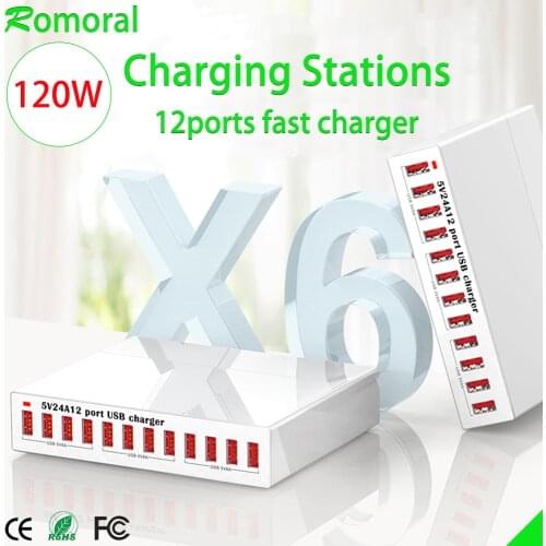 120W USB Charger Desktop USB Charging Station Multiple Ports Charger for Samsung Xiaomi Wall Charger Adapter Mobile Phone